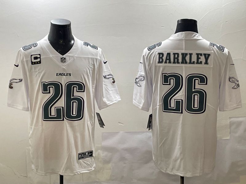 Men Philadelphia Eagles #26 Barkley White 2025 Nike Vapor Limited NFL Jersey style 2